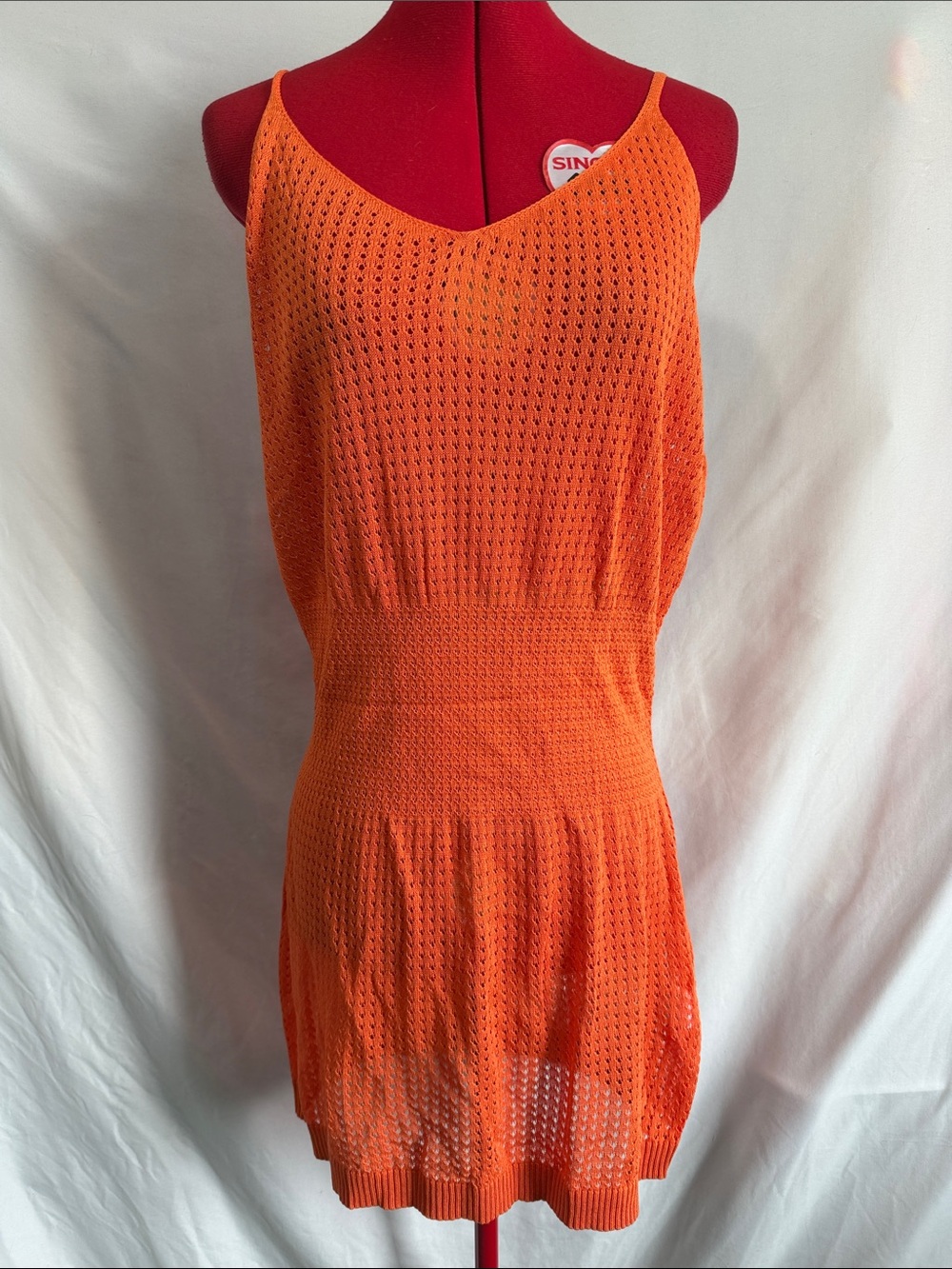 Orange Knit Beach Coverup Dress - Lightweight Women's Swim Coverup